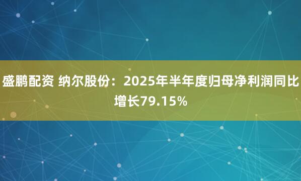 盛鹏配资 纳尔股份：2025年半年度归母净利润同比增长79.15%